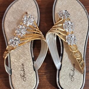 Elegant Gold and Silver Women's Sandals